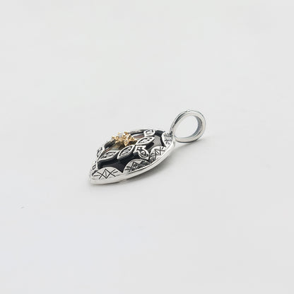 Silver/K10 Black Shell Necklace Charm