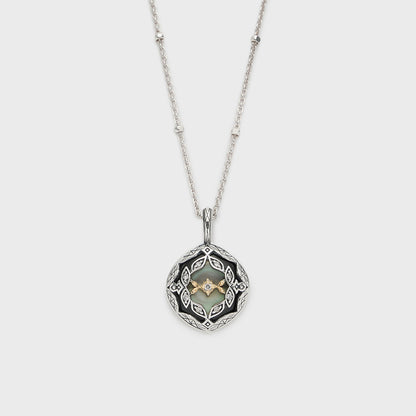 Silver/K10 Black Shell Necklace Charm