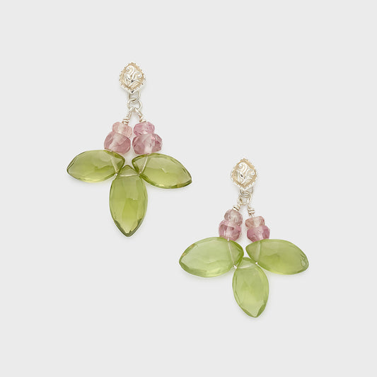 Silver Peridot/Garnet Earring Charm