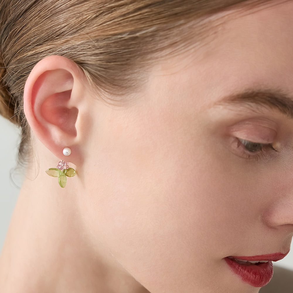 Silver Peridot/Garnet Earring Charm