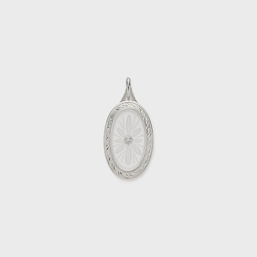 Silver Quartz/Diamond Necklace Charm