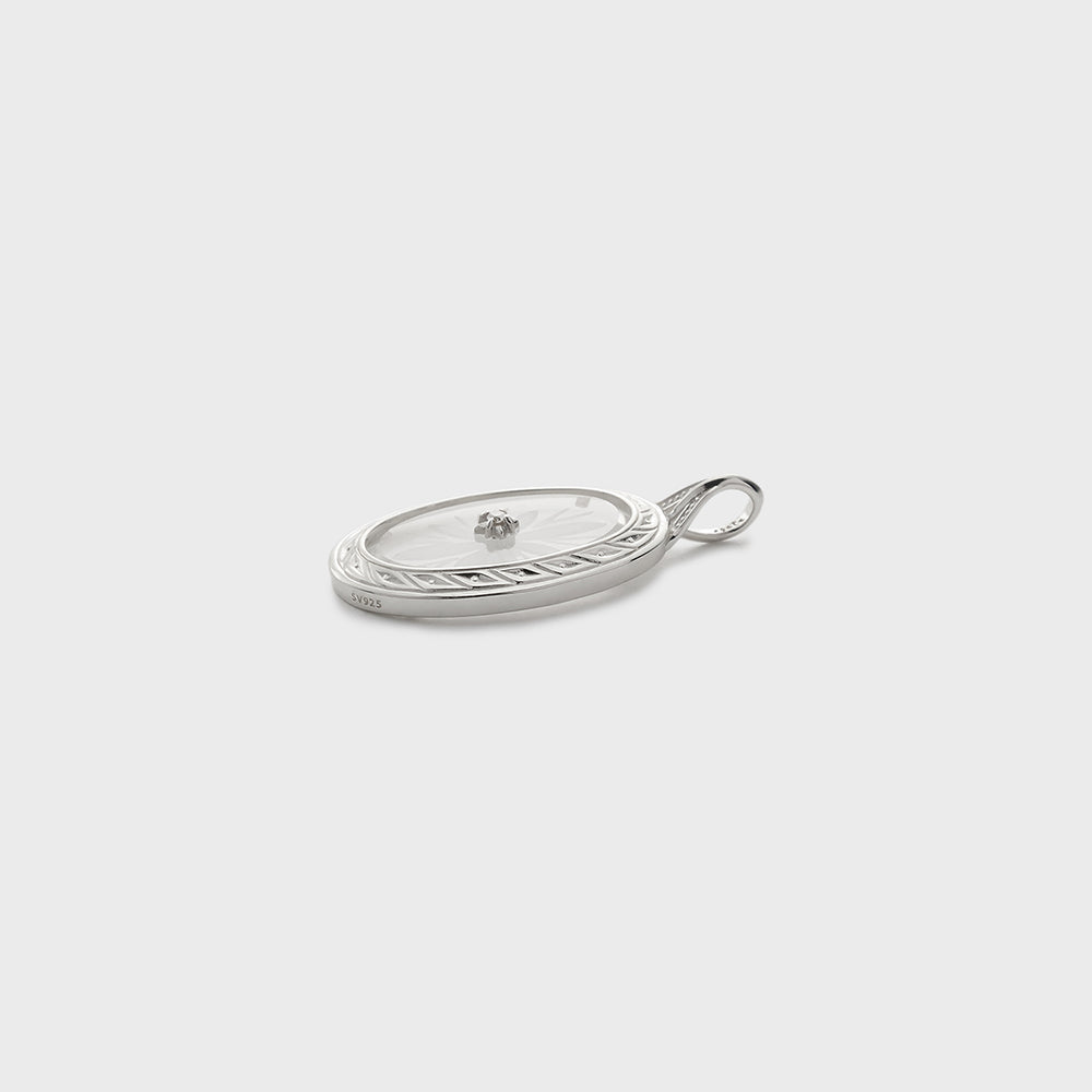 Silver Quartz/Diamond Necklace Charm