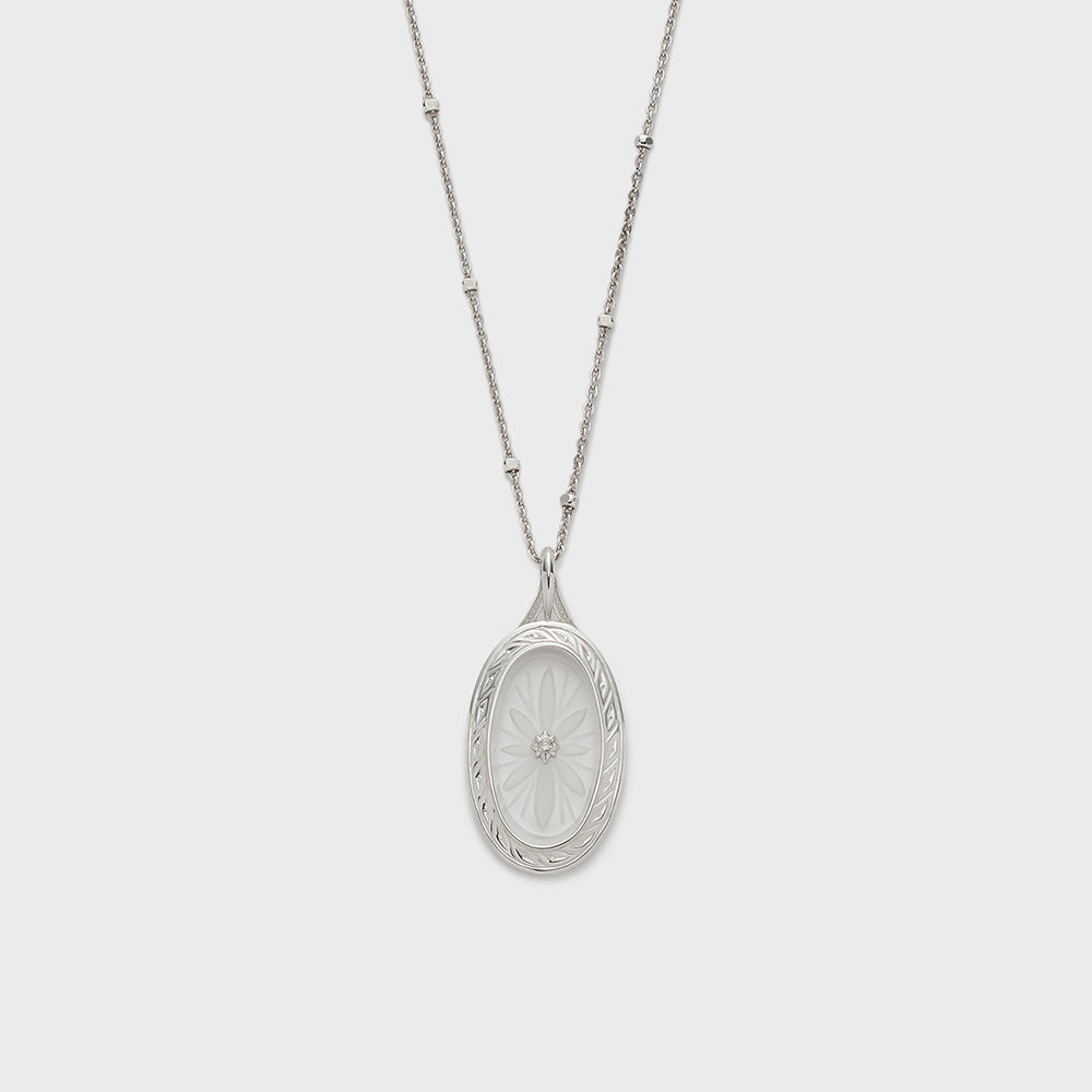 Silver Quartz/Diamond Necklace Charm