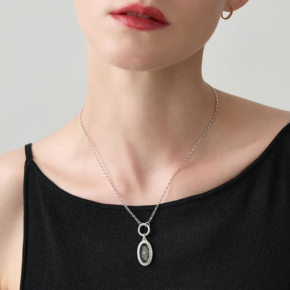 Silver Quartz/Diamond Necklace Charm
