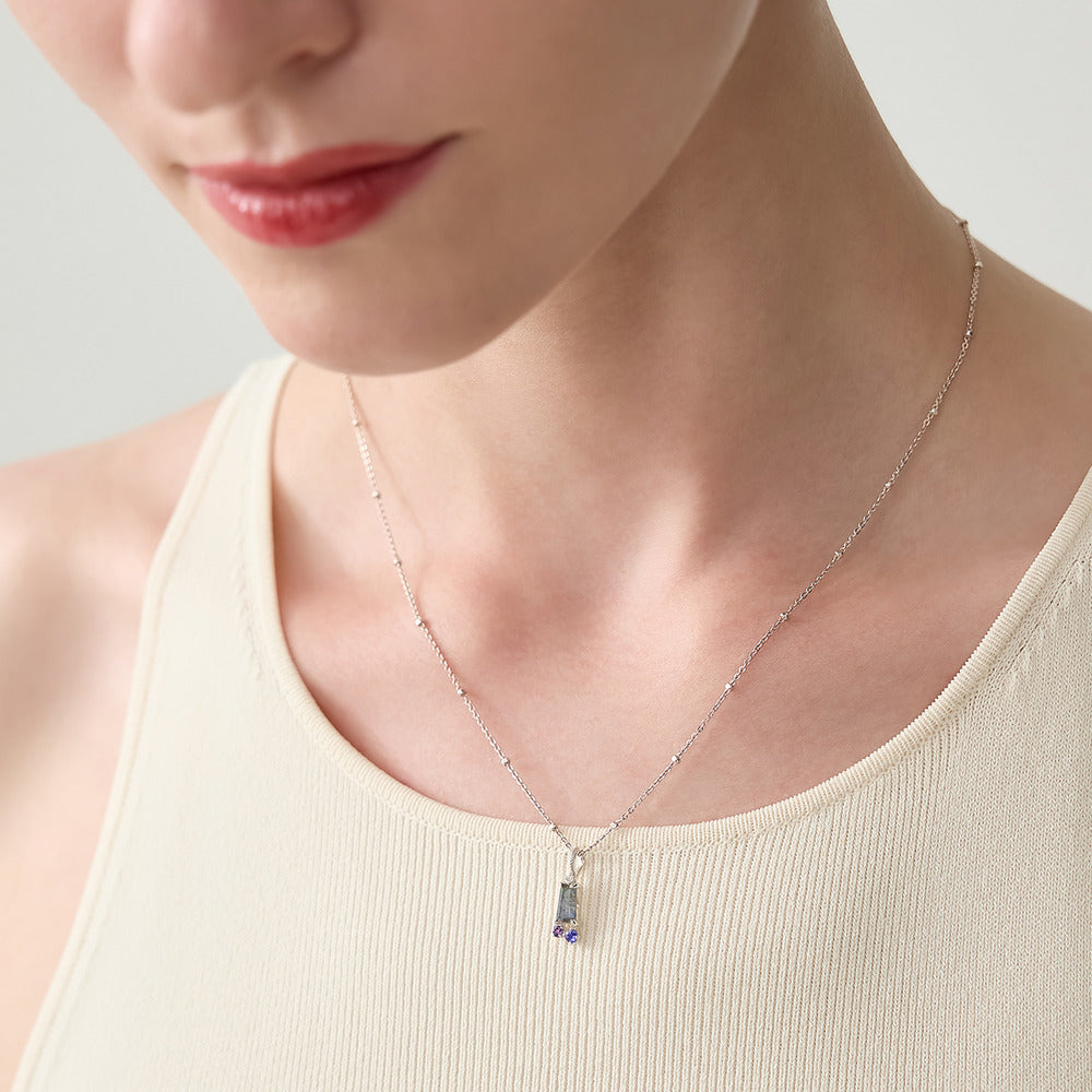 Silver Multi-Stone Necklace Charm