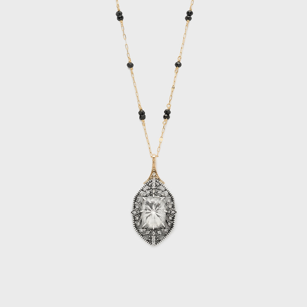 Silver/K10 White Topaz Necklace Charm