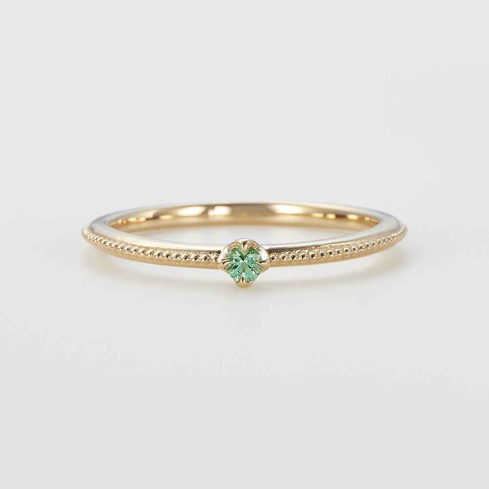 <May Birthstone> K10 Emerald Pinky Ring (Mother)