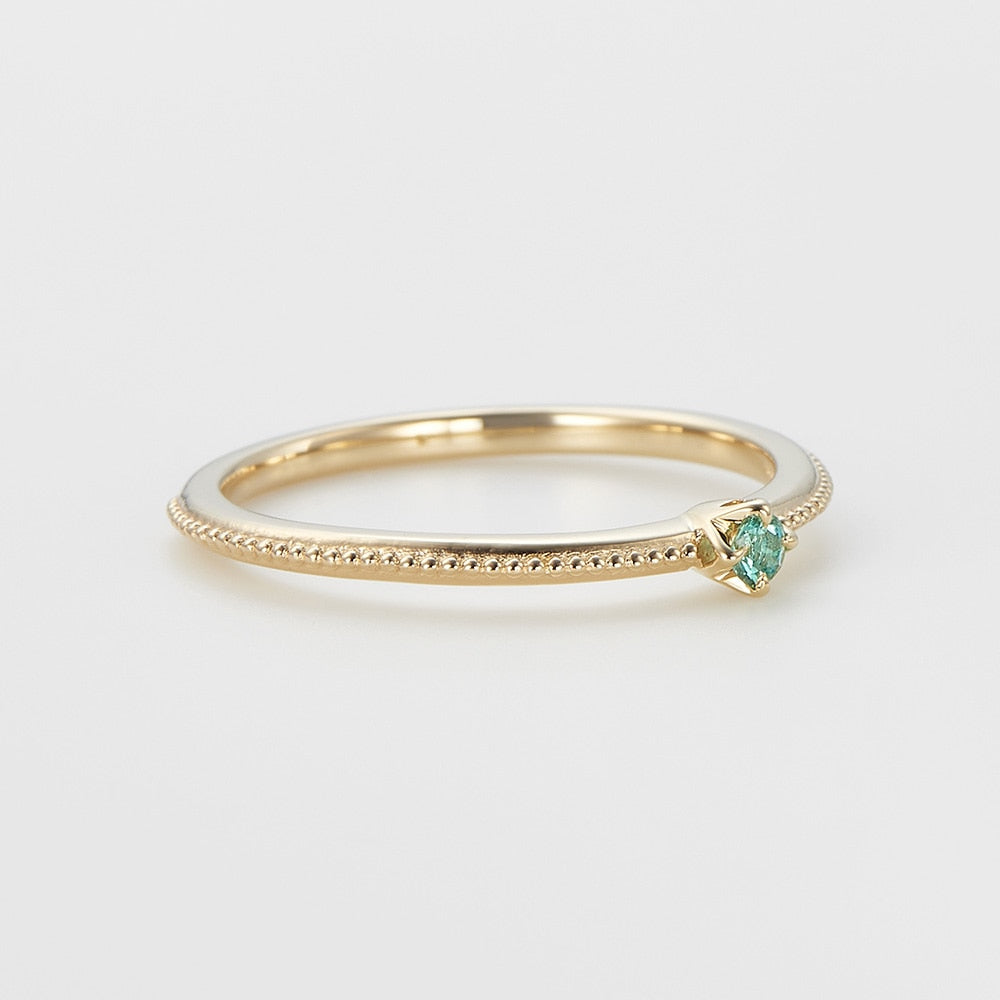 <May Birthstone> K10 Emerald Pinky Ring (Mother)
