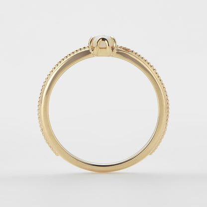 <October Birthstone> K10 Opal Pinky Ring (Mother)