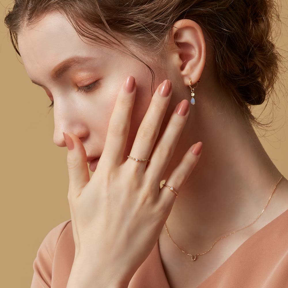 <October Birthstone> K10 Opal Pinky Ring (Mother)