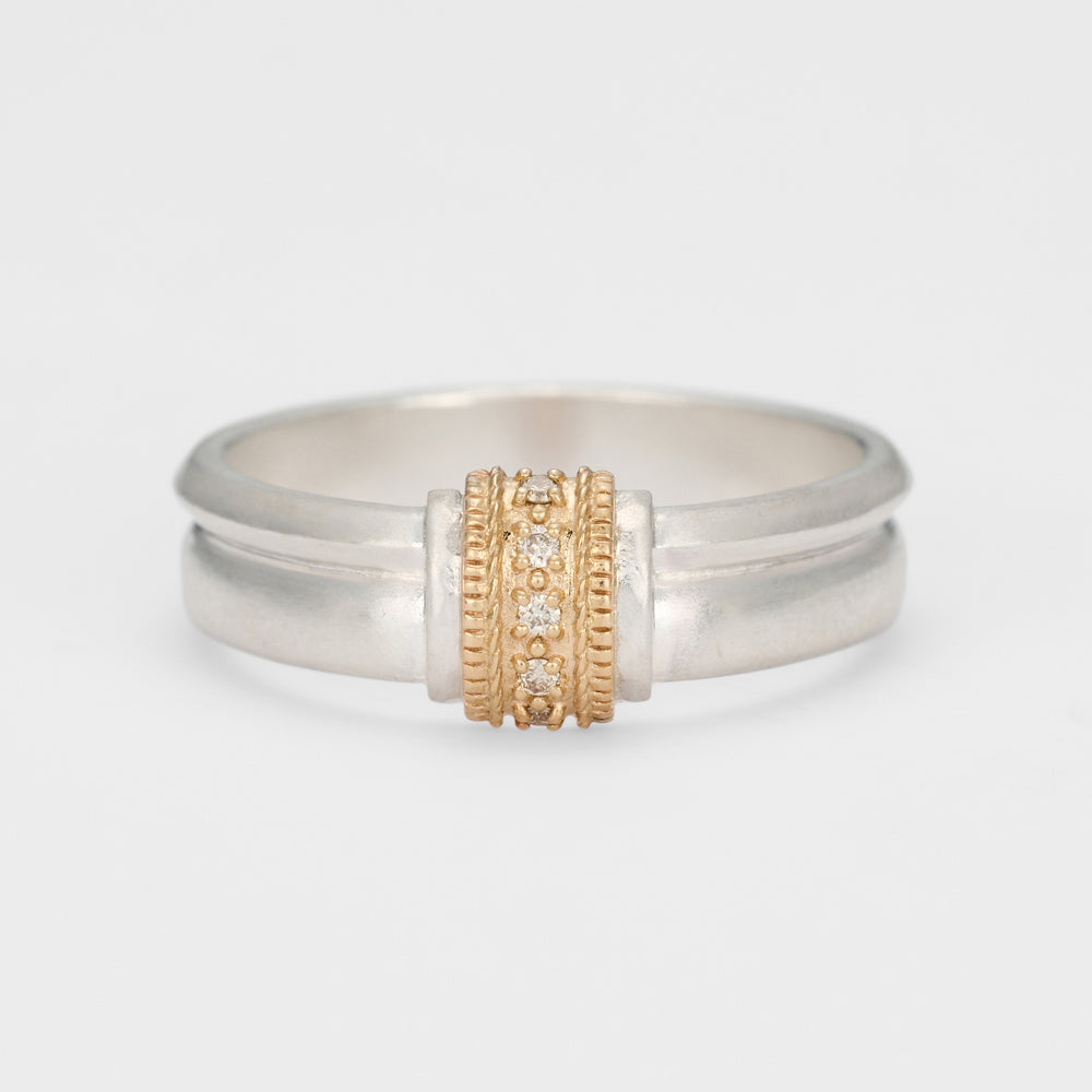 Silver/K10 Diamond Ring (L)