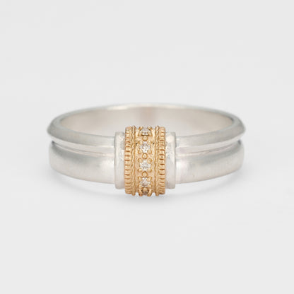 Silver/K10 Diamond Ring (L)