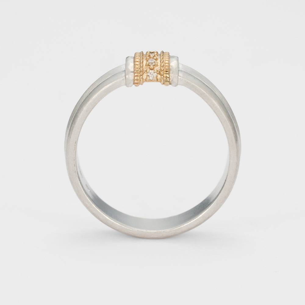 Silver/K10 Diamond Ring (L)