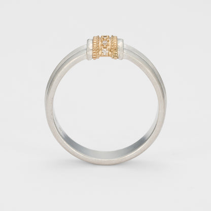 Silver/K10 Diamond Ring (L)