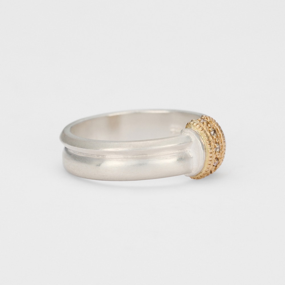Silver/K10 Diamond Ring (S)