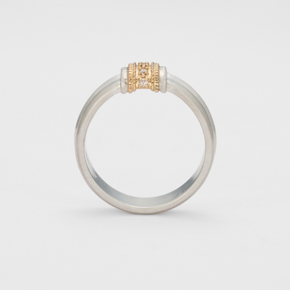 Silver/K10 Diamond Ring (S)