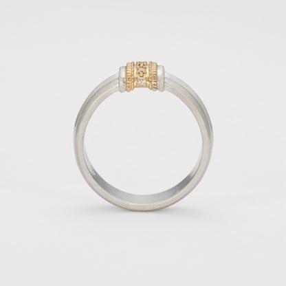 Silver/K10 Diamond Ring (S)