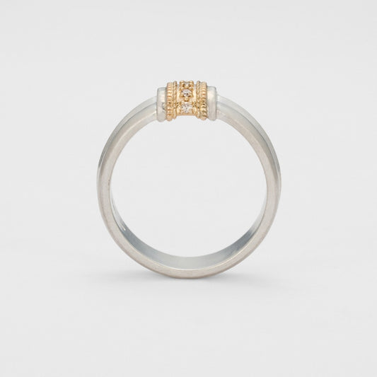 Silver/K10 Diamond Ring (S)