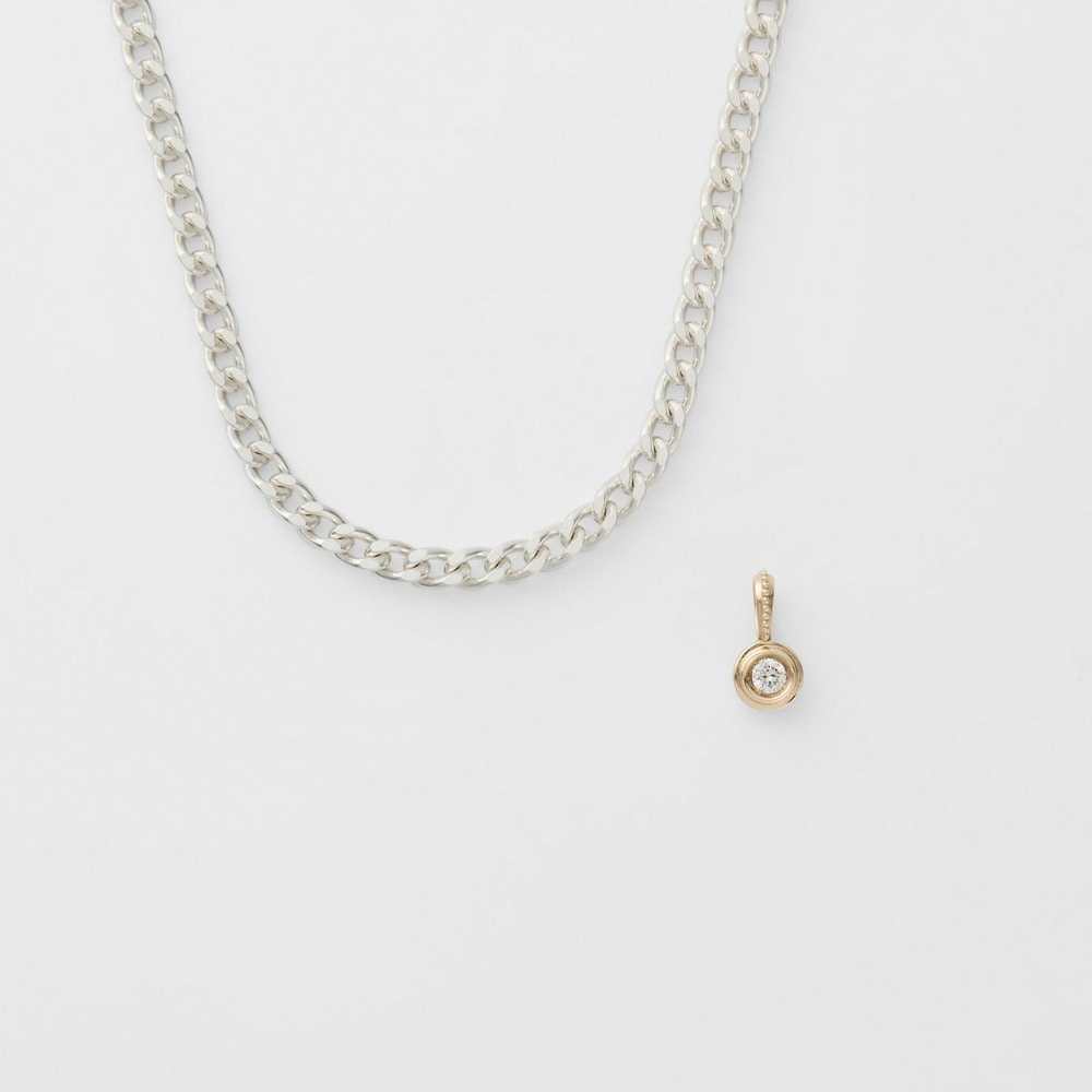 Silver/K10 Diamond Necklace
