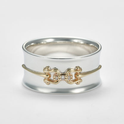 Silver/K10 Diamond Ring (S)/(0.01Ct)