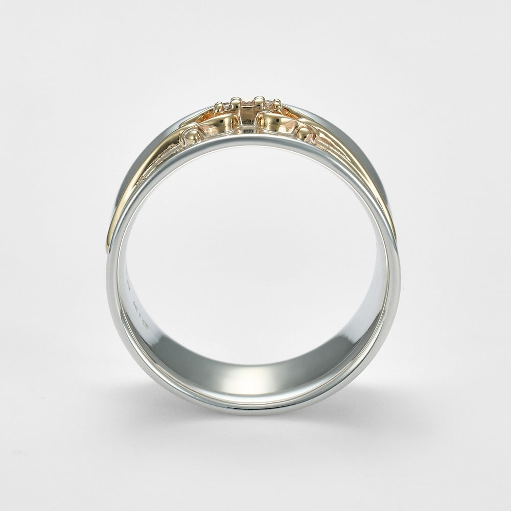 Silver/K10 Diamond Ring (S)/(0.01Ct)