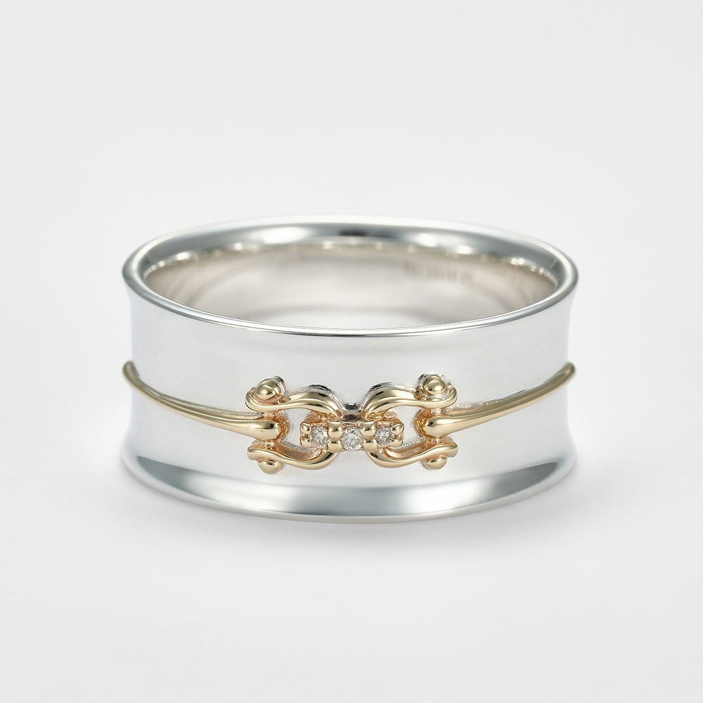 Silver/K10 Diamond Ring (L)/(0.01Ct)