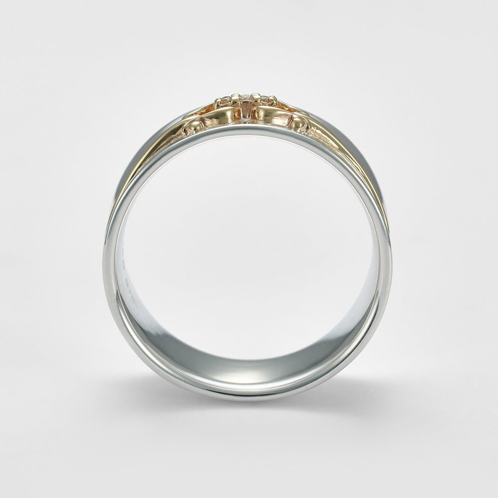Silver/K10 Diamond Ring (L)/(0.01Ct)