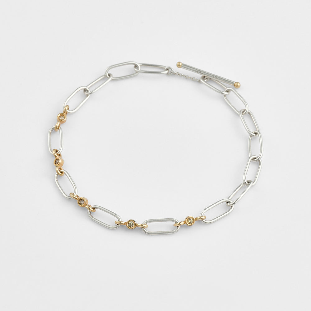 Silver/K10 Diamond Bracelet (0.1Ct)