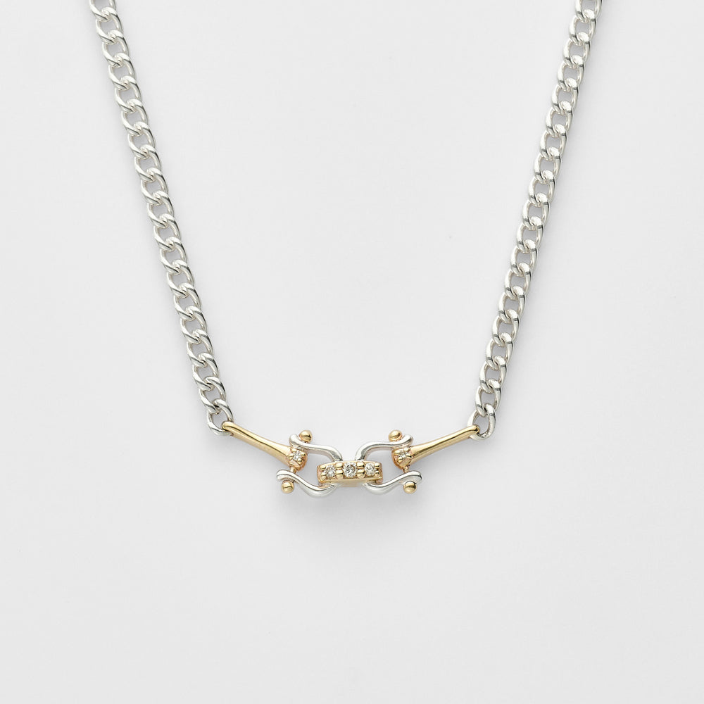 Silver/K10 Diamond Necklace (0.03Ct)
