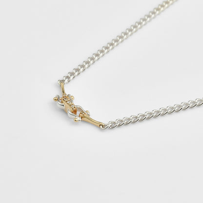 Silver/K10 Diamond Necklace (0.03Ct)