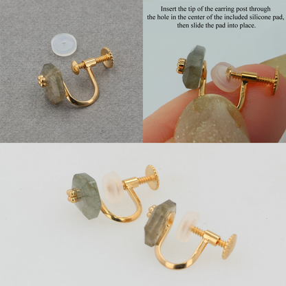 Gold Moonstone Clip-on Earrings
